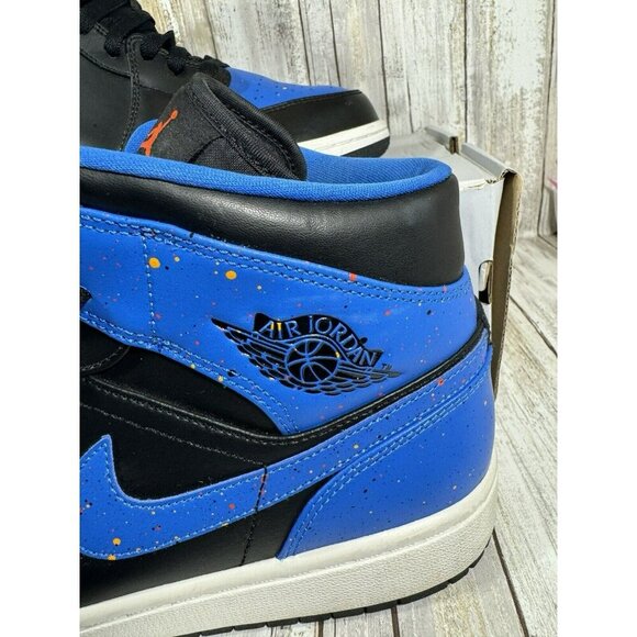 Nike Air Jordan 1 Mid Royal Paint Splatter 554724-048 Mens Size 11 - Picture 5 of 10